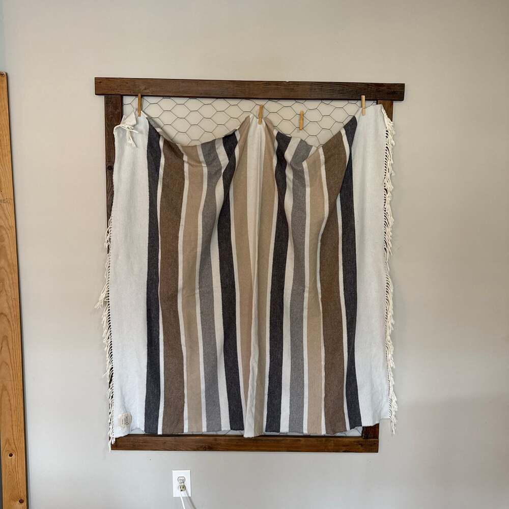 Nido Notte Italia Design Handwoven Wool Striped Throw with Fringe